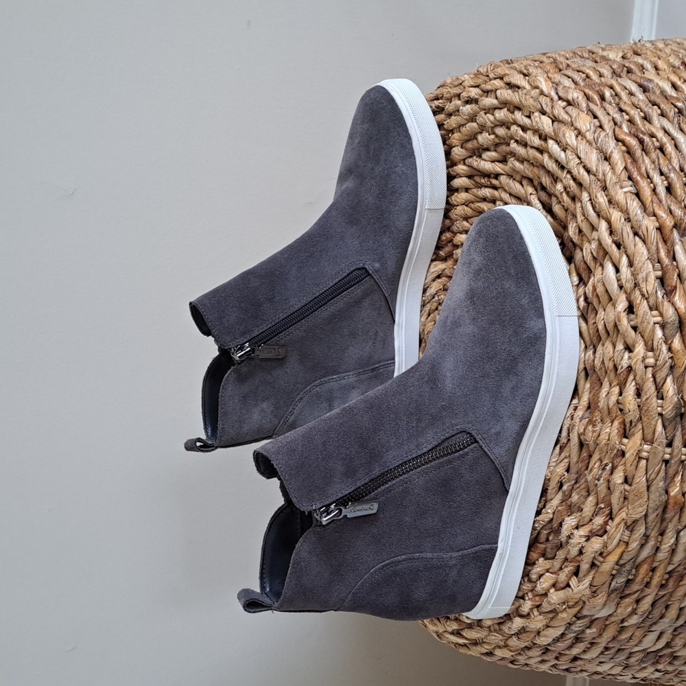 NWT Blondo Womens Giselle Waterproof Gray Suede Sneaker‎ Boots Zip Up S-8.5